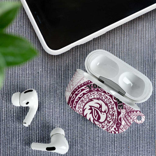 Personalized Manly Warringah Sea Eagles AirPods Case Polynesian Tribal Chest and Sleeve Tattoo