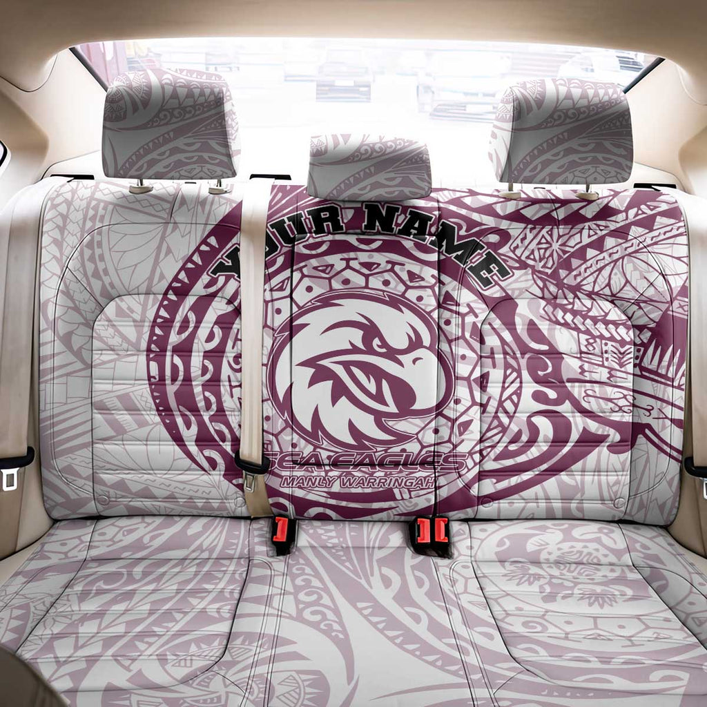Personalized Manly Warringah Sea Eagles Back Car Seat Cover Polynesian Tribal Chest and Sleeve Tattoo