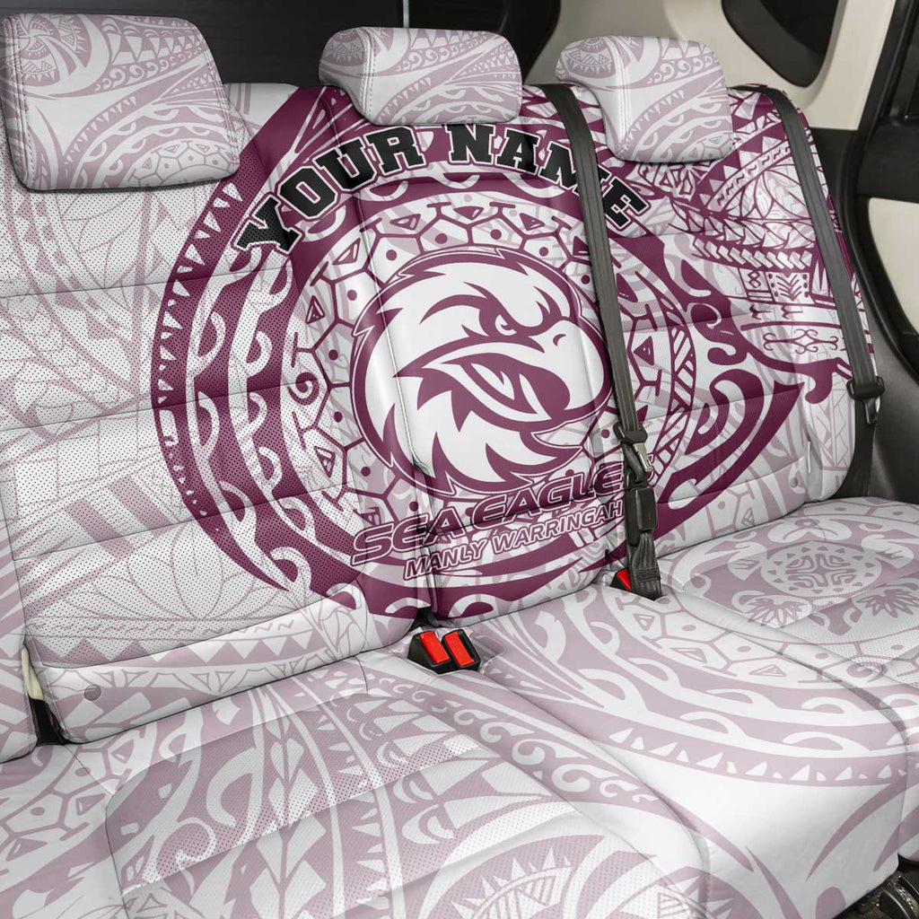 Personalized Manly Warringah Sea Eagles Back Car Seat Cover Polynesian Tribal Chest and Sleeve Tattoo