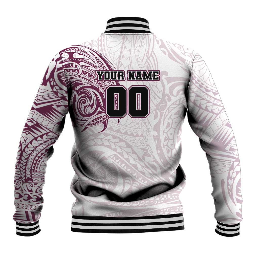 Personalized Manly Warringah Sea Eagles Baseball Jacket Polynesian Tribal Chest and Sleeve Tattoo