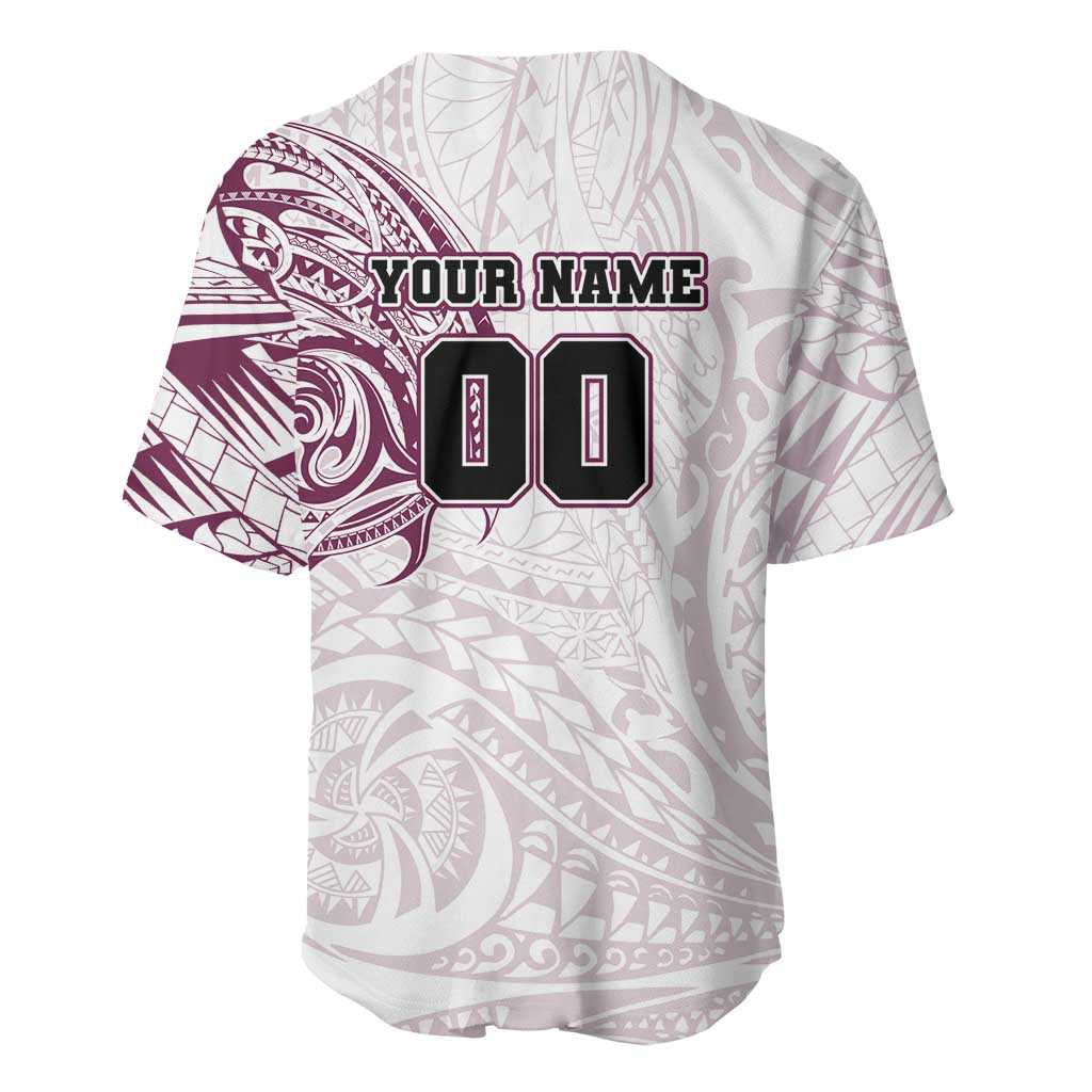 Personalized Manly Warringah Sea Eagles Baseball Jersey Polynesian Tribal Chest and Sleeve Tattoo