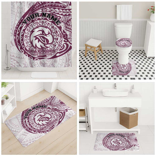Personalized Manly Warringah Sea Eagles Bathroom Set Polynesian Tribal Chest and Sleeve Tattoo