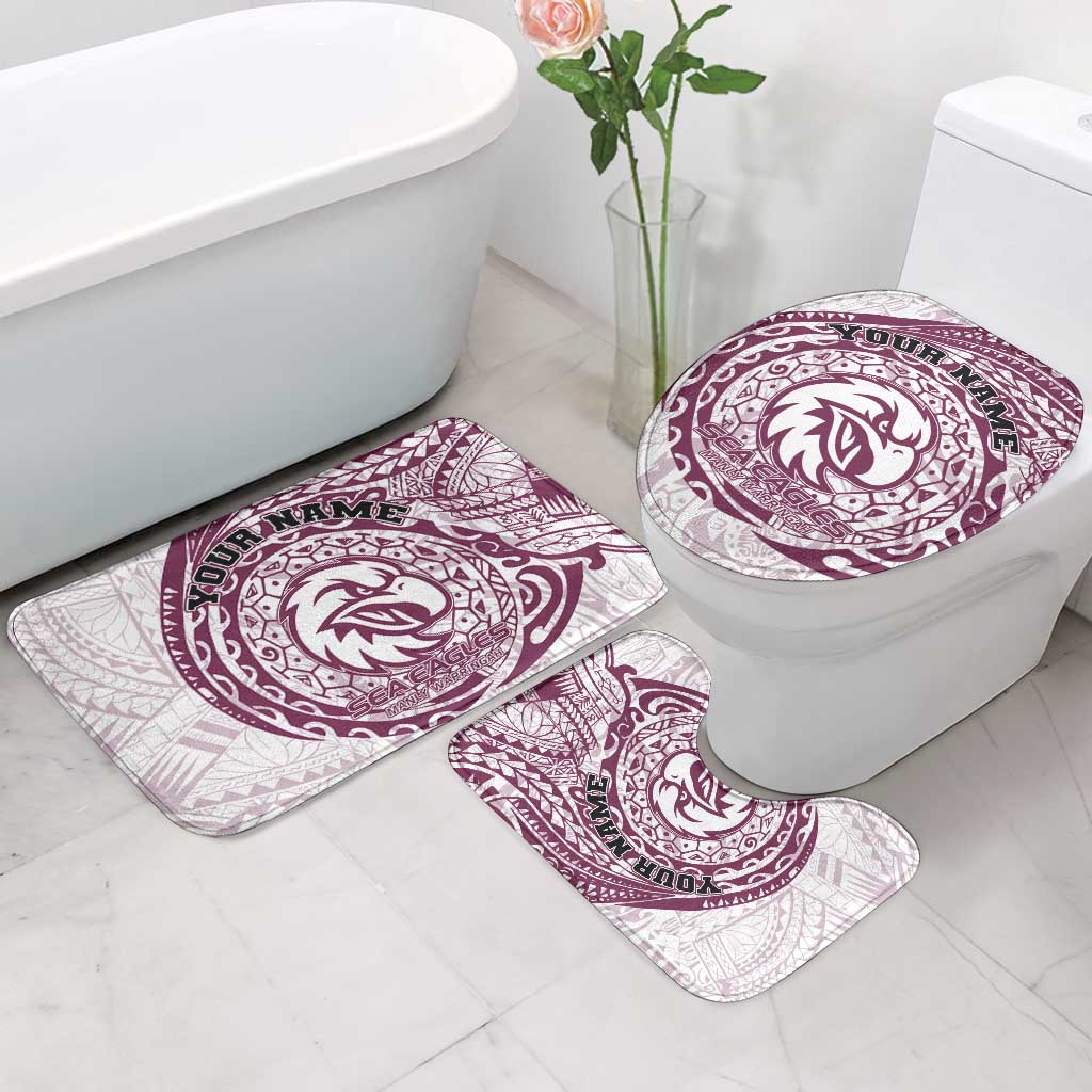 Personalized Manly Warringah Sea Eagles Bathroom Set Polynesian Tribal Chest and Sleeve Tattoo
