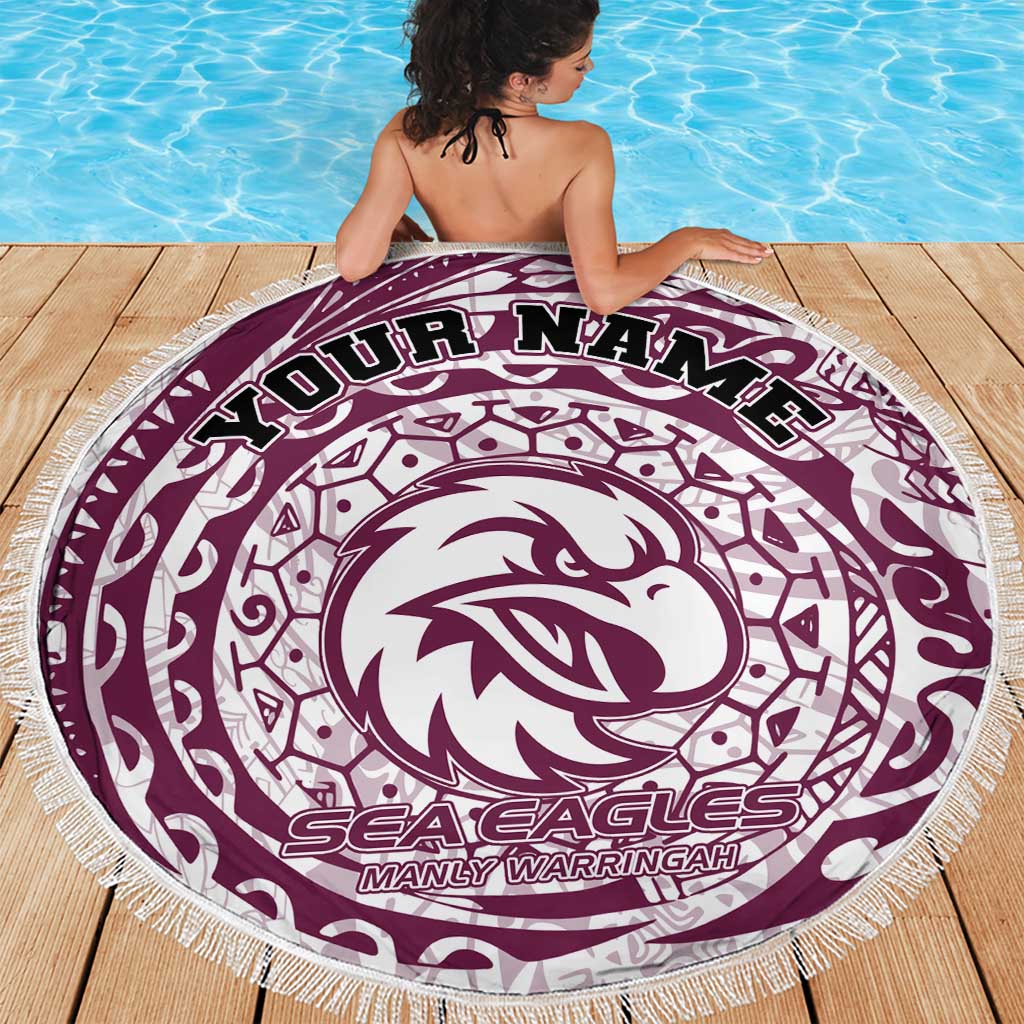 Personalized Manly Warringah Sea Eagles Beach Blanket Polynesian Tribal Chest and Sleeve Tattoo