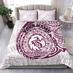Personalized Manly Warringah Sea Eagles Bedding Set Polynesian Tribal Chest and Sleeve Tattoo