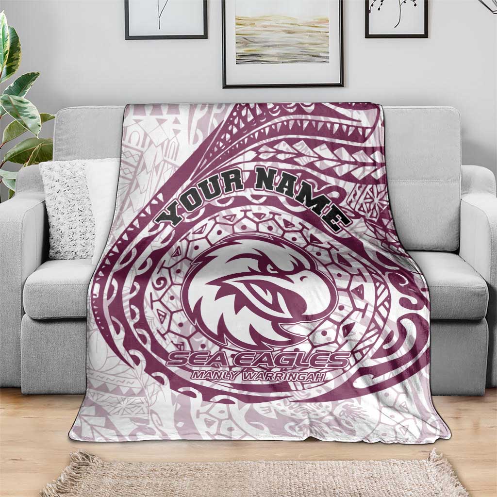 Personalized Manly Warringah Sea Eagles Blanket Polynesian Tribal Chest and Sleeve Tattoo