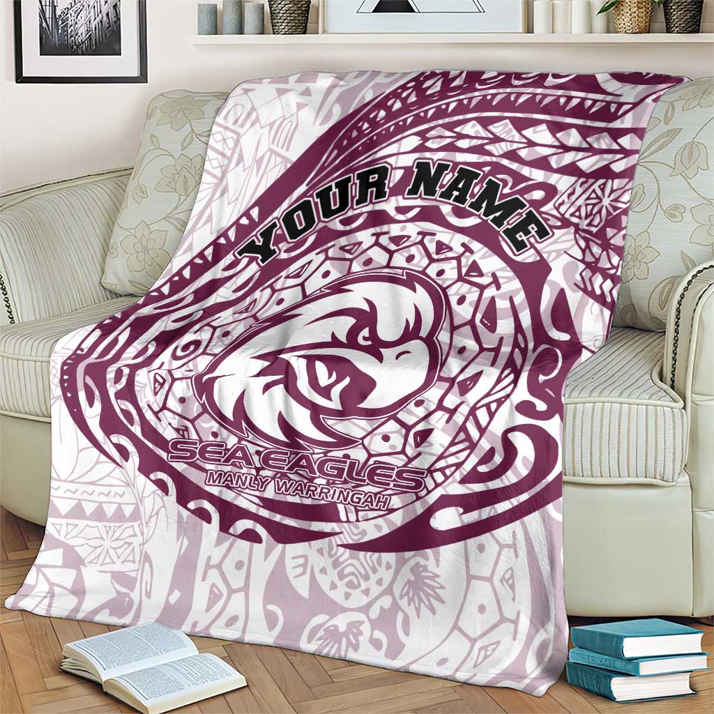 Personalized Manly Warringah Sea Eagles Blanket Polynesian Tribal Chest and Sleeve Tattoo
