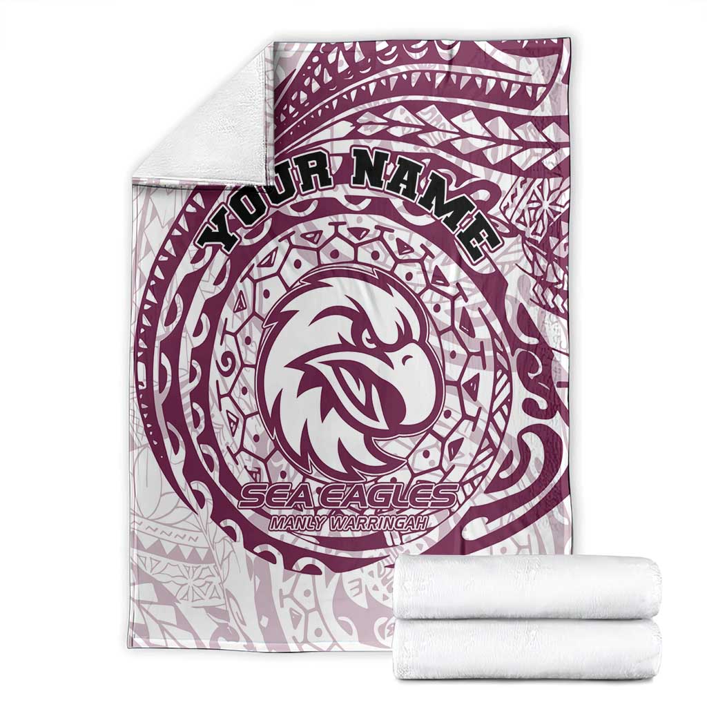 Personalized Manly Warringah Sea Eagles Blanket Polynesian Tribal Chest and Sleeve Tattoo