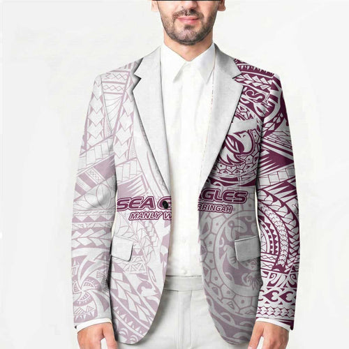 Personalized Manly Warringah Sea Eagles Blazer Polynesian Tribal Chest and Sleeve Tattoo