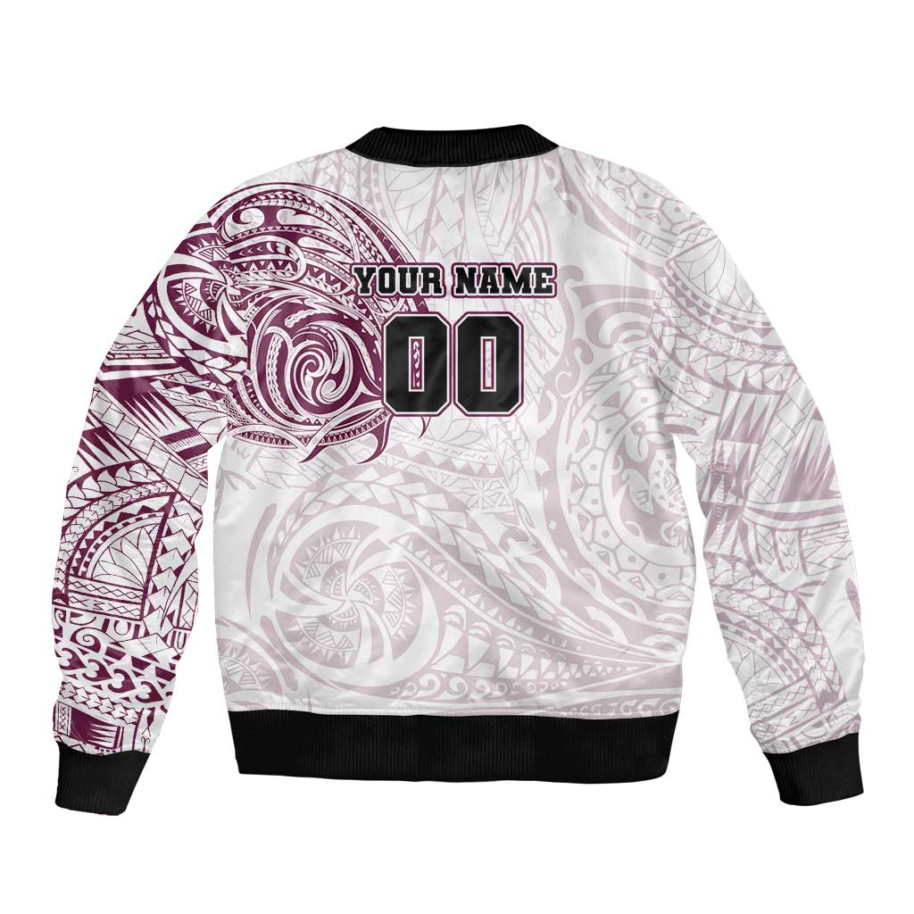 Personalized Manly Warringah Sea Eagles Bomber Jacket Polynesian Tribal Chest and Sleeve Tattoo