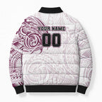 Personalized Manly Warringah Sea Eagles Bomber Puffer Jacket Polynesian Tribal Chest and Sleeve Tattoo