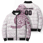 Personalized Manly Warringah Sea Eagles Bomber Puffer Jacket Polynesian Tribal Chest and Sleeve Tattoo