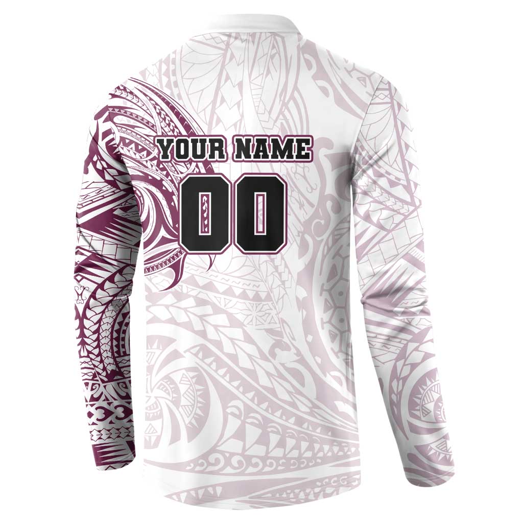 Personalized Manly Warringah Sea Eagles Button Sweatshirt Polynesian Tribal Chest and Sleeve Tattoo