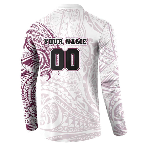 Personalized Manly Warringah Sea Eagles Button Sweatshirt Polynesian Tribal Chest and Sleeve Tattoo