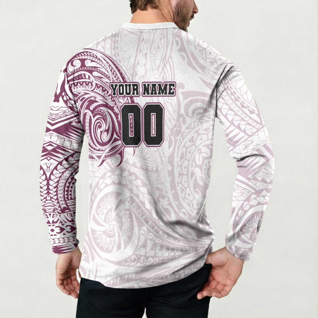 Personalized Manly Warringah Sea Eagles Button Sweatshirt Polynesian Tribal Chest and Sleeve Tattoo