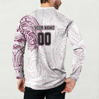 Personalized Manly Warringah Sea Eagles Button Sweatshirt Polynesian Tribal Chest and Sleeve Tattoo