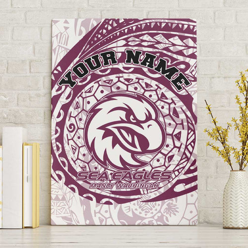 Personalized Manly Warringah Sea Eagles Canvas Wall Art Polynesian Tribal Chest and Sleeve Tattoo