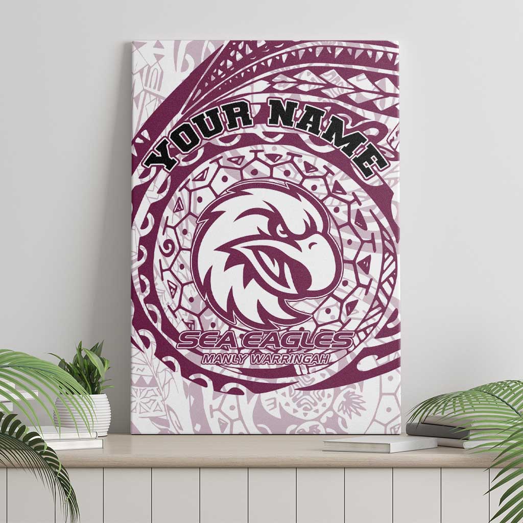 Personalized Manly Warringah Sea Eagles Canvas Wall Art Polynesian Tribal Chest and Sleeve Tattoo