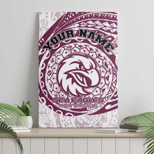 Personalized Manly Warringah Sea Eagles Canvas Wall Art Polynesian Tribal Chest and Sleeve Tattoo