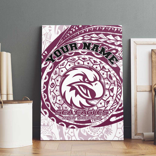 Personalized Manly Warringah Sea Eagles Canvas Wall Art Polynesian Tribal Chest and Sleeve Tattoo