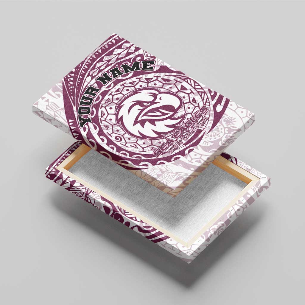 Personalized Manly Warringah Sea Eagles Canvas Wall Art Polynesian Tribal Chest and Sleeve Tattoo