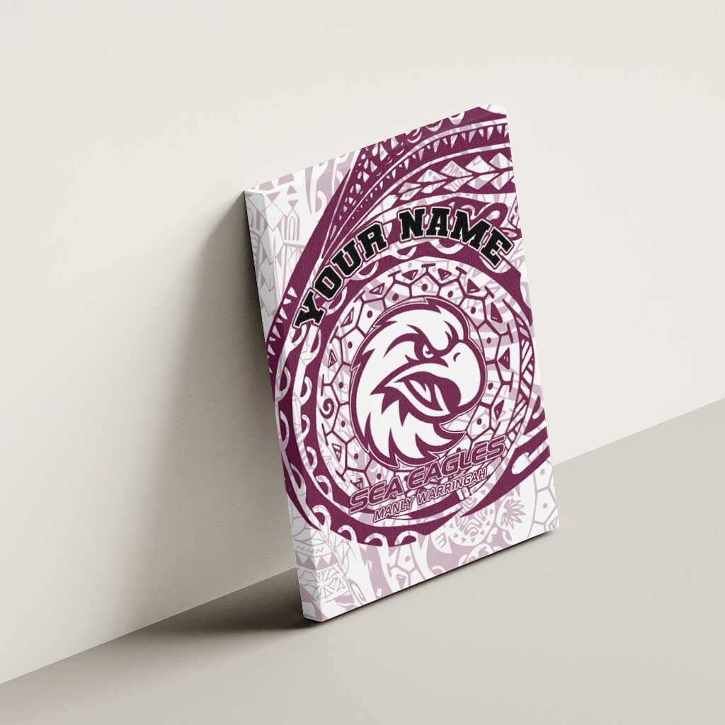 Personalized Manly Warringah Sea Eagles Canvas Wall Art Polynesian Tribal Chest and Sleeve Tattoo