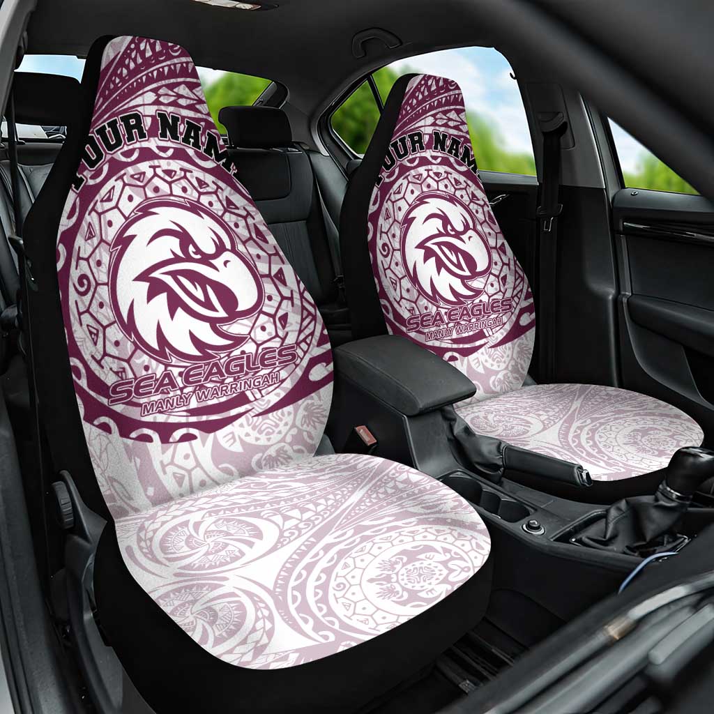 Personalized Manly Warringah Sea Eagles Car Seat Cover Polynesian Tribal Chest and Sleeve Tattoo