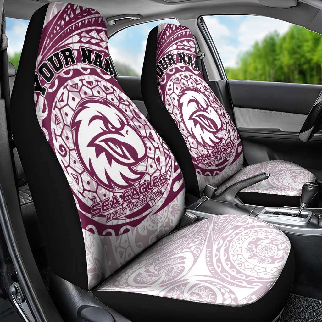 Personalized Manly Warringah Sea Eagles Car Seat Cover Polynesian Tribal Chest and Sleeve Tattoo
