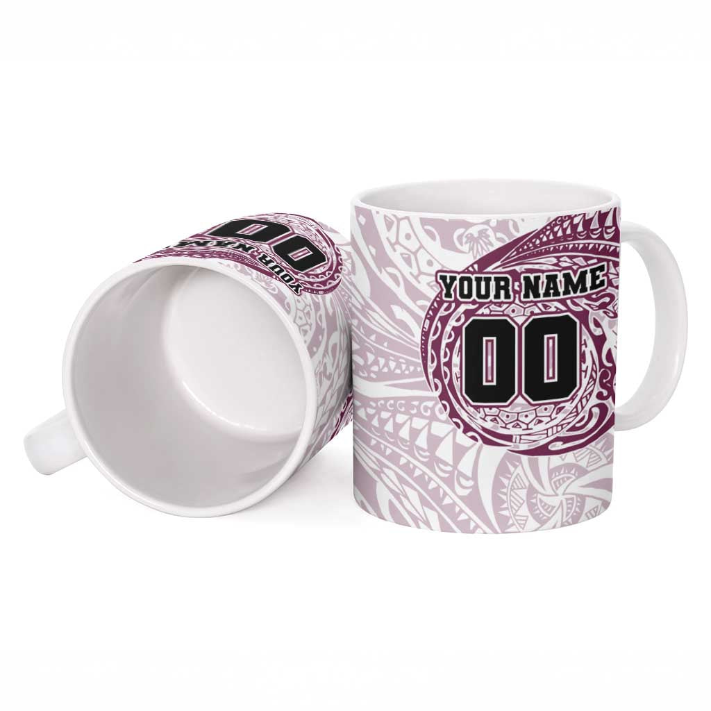 Personalized Manly Warringah Sea Eagles Ceramic Mug Polynesian Tribal Chest and Sleeve Tattoo