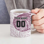 Personalized Manly Warringah Sea Eagles Ceramic Mug Polynesian Tribal Chest and Sleeve Tattoo