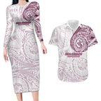 Personalized Manly Warringah Sea Eagles Couples Matching Long Sleeve Bodycon Dress and Hawaiian Shirt Polynesian Tribal Chest and Sleeve Tattoo