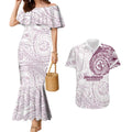 Personalized Manly Warringah Sea Eagles Couples Matching Mermaid Dress and Hawaiian Shirt Polynesian Tribal Chest and Sleeve Tattoo