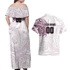 Personalized Manly Warringah Sea Eagles Couples Matching Off Shoulder Maxi Dress and Hawaiian Shirt Polynesian Tribal Chest and Sleeve Tattoo