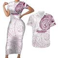 Personalized Manly Warringah Sea Eagles Couples Matching Short Sleeve Bodycon Dress and Hawaiian Shirt Polynesian Tribal Chest and Sleeve Tattoo