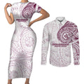 Personalized Manly Warringah Sea Eagles Couples Matching Short Sleeve Bodycon Dress and Long Sleeve Button Shirt Polynesian Tribal Chest and Sleeve Tattoo