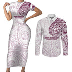 Personalized Manly Warringah Sea Eagles Couples Matching Short Sleeve Bodycon Dress and Long Sleeve Button Shirt Polynesian Tribal Chest and Sleeve Tattoo