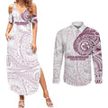 Personalized Manly Warringah Sea Eagles Couples Matching Summer Maxi Dress and Long Sleeve Button Shirt Polynesian Tribal Chest and Sleeve Tattoo