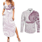 Personalized Manly Warringah Sea Eagles Couples Matching Summer Maxi Dress and Long Sleeve Button Shirt Polynesian Tribal Chest and Sleeve Tattoo