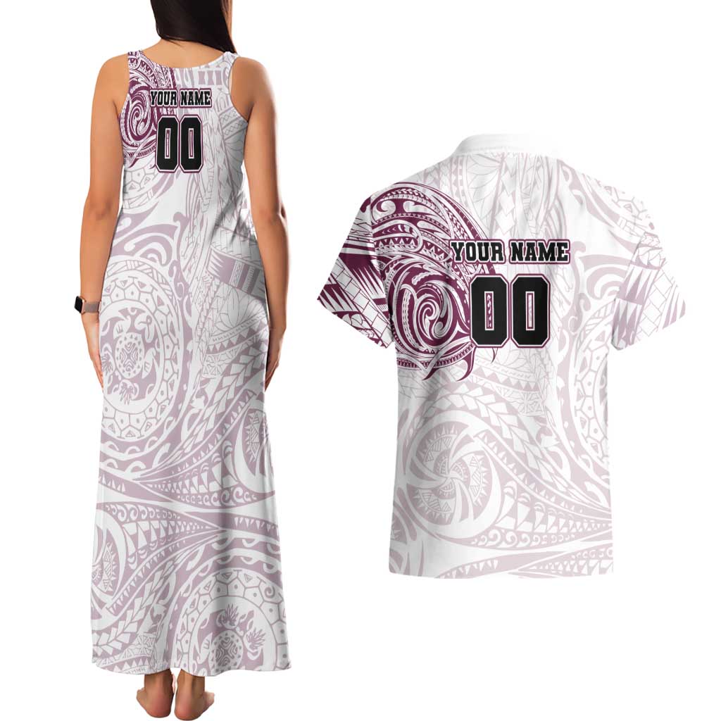 Personalized Manly Warringah Sea Eagles Couples Matching Tank Maxi Dress and Hawaiian Shirt Polynesian Tribal Chest and Sleeve Tattoo