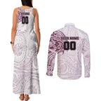 Personalized Manly Warringah Sea Eagles Couples Matching Tank Maxi Dress and Long Sleeve Button Shirt Polynesian Tribal Chest and Sleeve Tattoo