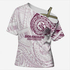 Personalized Manly Warringah Sea Eagles Cross Shoulder Shirt Polynesian Tribal Chest and Sleeve Tattoo