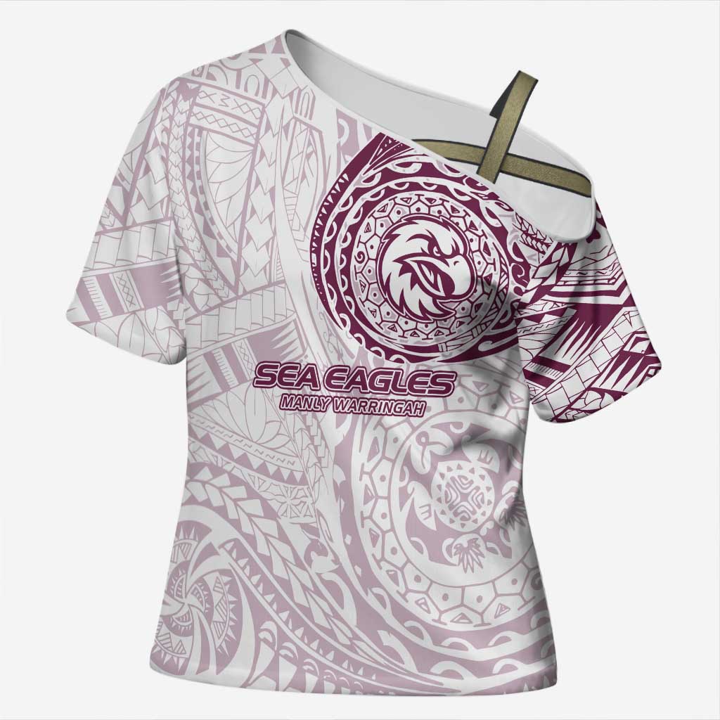 Personalized Manly Warringah Sea Eagles Cross Shoulder Shirt Polynesian Tribal Chest and Sleeve Tattoo