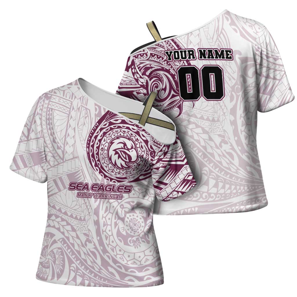 Personalized Manly Warringah Sea Eagles Cross Shoulder Shirt Polynesian Tribal Chest and Sleeve Tattoo