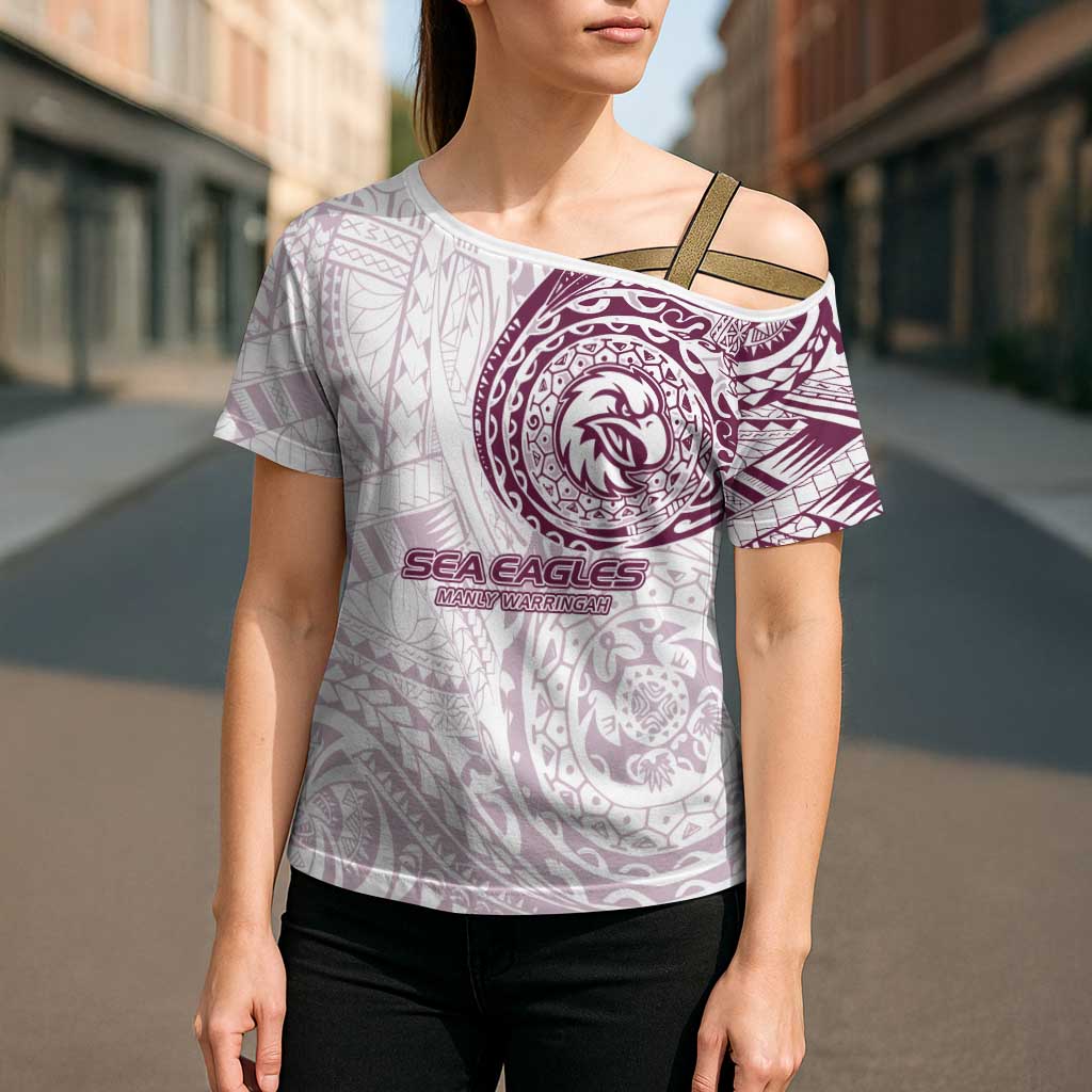 Personalized Manly Warringah Sea Eagles Cross Shoulder Shirt Polynesian Tribal Chest and Sleeve Tattoo