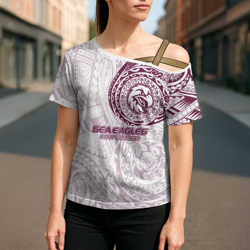 Personalized Manly Warringah Sea Eagles Cross Shoulder Shirt Polynesian Tribal Chest and Sleeve Tattoo