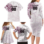 Personalized Manly Warringah Sea Eagles Family Matching Long Sleeve Bodycon Dress and Hawaiian Shirt Polynesian Tribal Chest and Sleeve Tattoo
