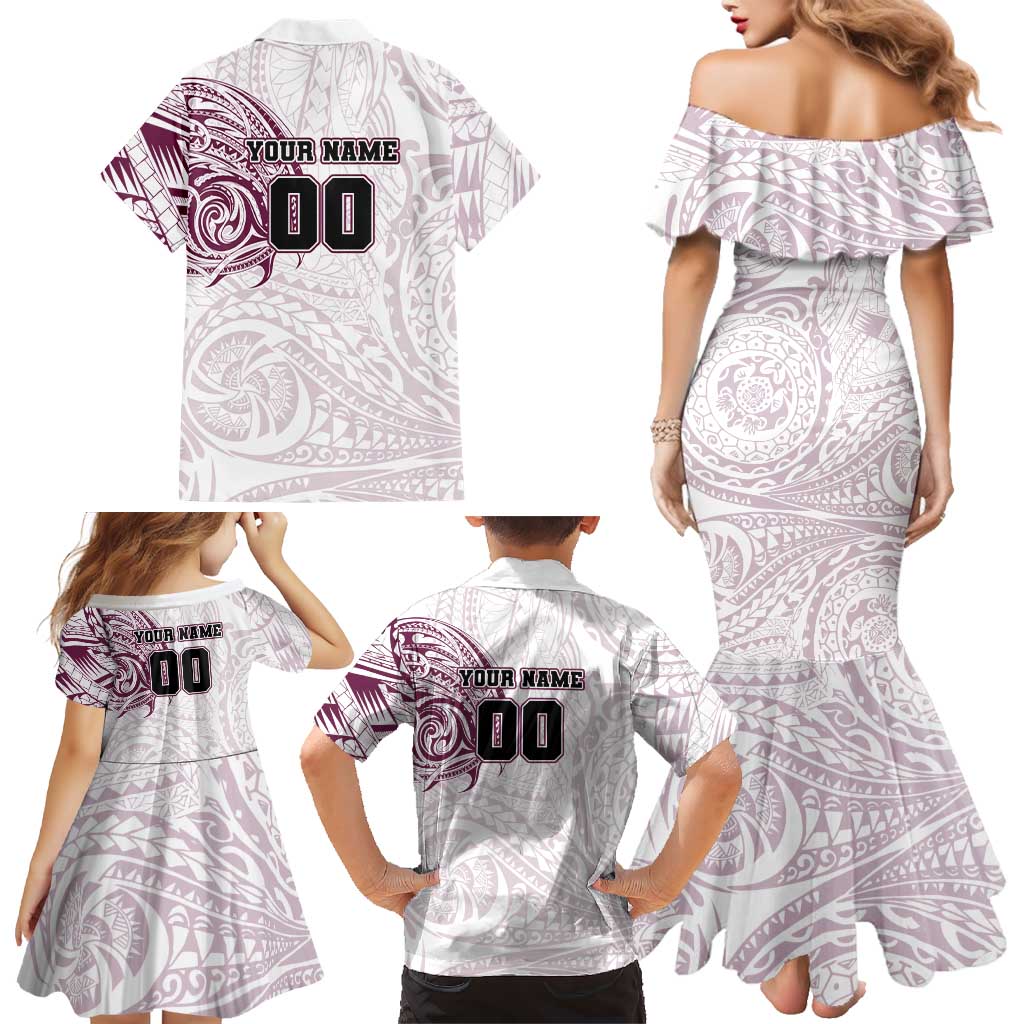 Personalized Manly Warringah Sea Eagles Family Matching Mermaid Dress and Hawaiian Shirt Polynesian Tribal Chest and Sleeve Tattoo