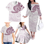 Personalized Manly Warringah Sea Eagles Family Matching Off The Shoulder Long Sleeve Dress and Hawaiian Shirt Polynesian Tribal Chest and Sleeve Tattoo