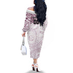Personalized Manly Warringah Sea Eagles Family Matching Off The Shoulder Long Sleeve Dress and Hawaiian Shirt Polynesian Tribal Chest and Sleeve Tattoo