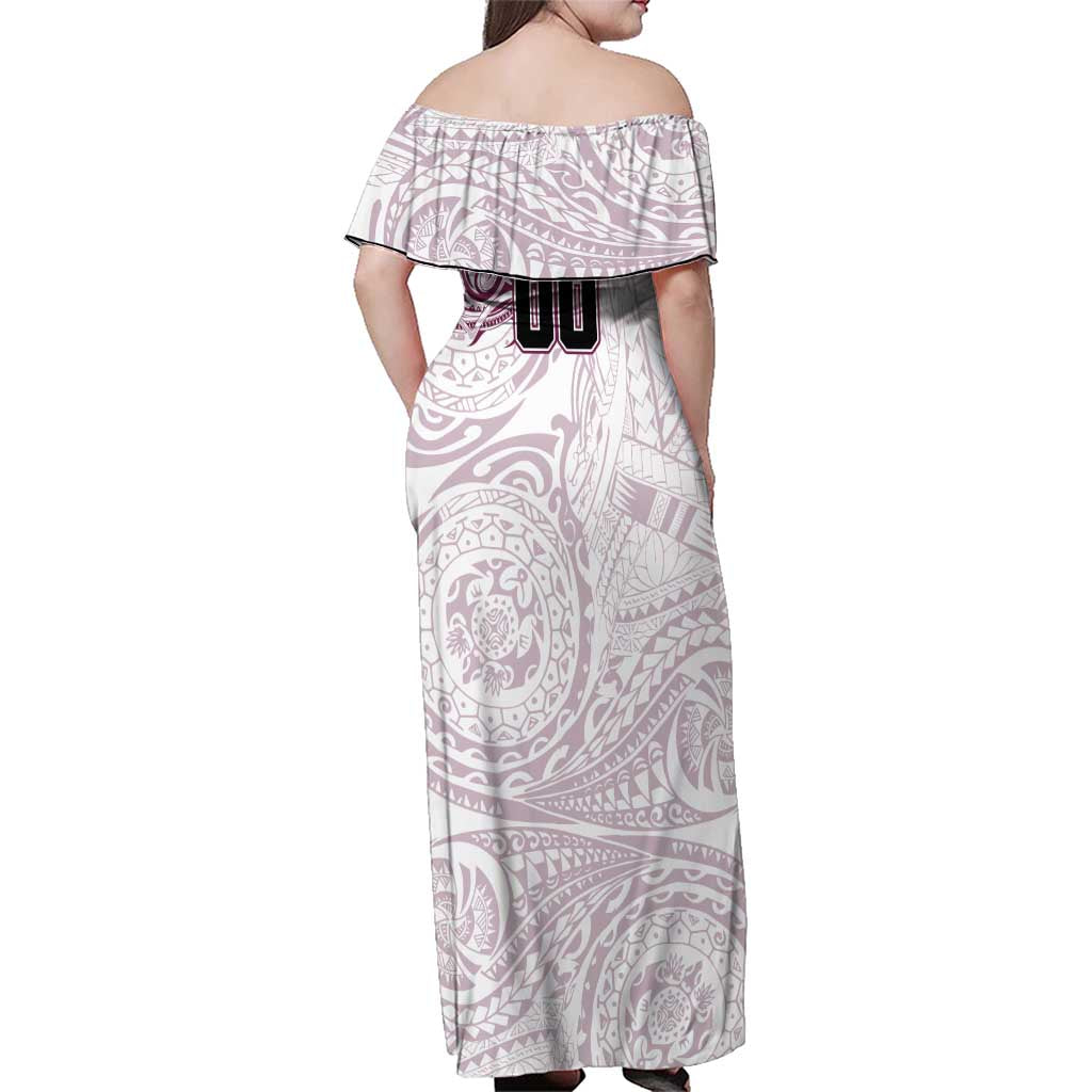 Personalized Manly Warringah Sea Eagles Family Matching Off Shoulder Maxi Dress and Hawaiian Shirt Polynesian Tribal Chest and Sleeve Tattoo